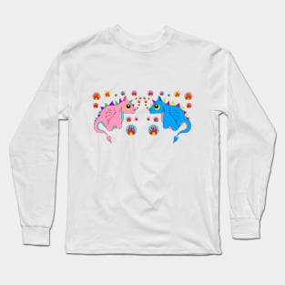 Dragons blowing fire bubbles Long Sleeve T-Shirt